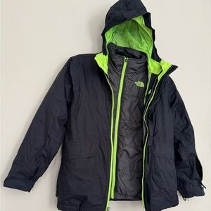 The North Face Black Jacket with Bright Green Accents